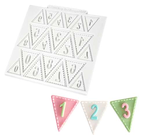 Katy Sue Silicone Mould - Bunting Numbers - Click Image to Close